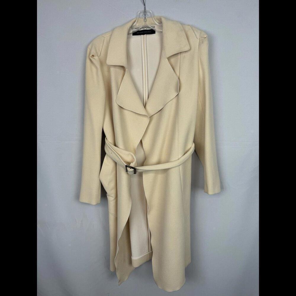 Roland Mouret Wool & Silk Belted Trench Coat Creme Size 8 US